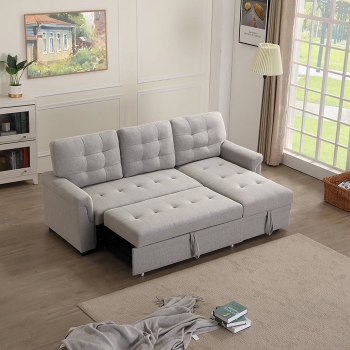 Modern Upholstered Sofa with Reversible Sectional Chaise, 86